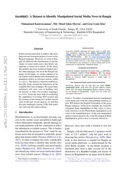 BanMANI: A Dataset to Identify Manipulated Social Media News in Bangla