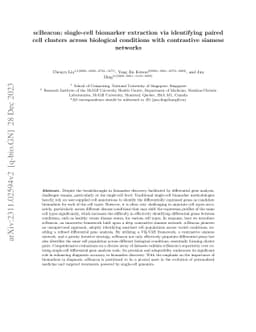 scBeacon: single-cell biomarker extraction via identifying paired cell
  clusters across biological conditions with contrastive siamese networks