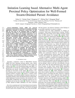 Imitation Learning based Alternative Multi-Agent Proximal Policy
  Optimization for Well-Formed Swarm-Oriented Pursuit Avoidance