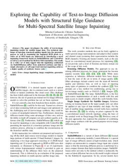 Exploring the Capability of Text-to-Image Diffusion Models with
  Structural Edge Guidance for Multi-Spectral Satellite Image Inpainting