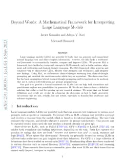 Beyond Words: A Mathematical Framework for Interpreting Large Language
  Models