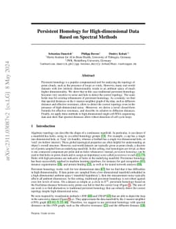 Persistent Homology for High-dimensional Data Based on Spectral Methods