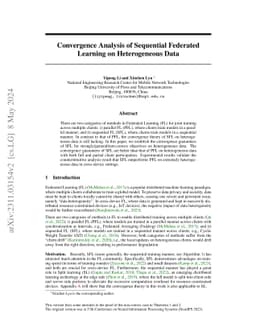 Convergence Analysis of Sequential Federated Learning on Heterogeneous
  Data