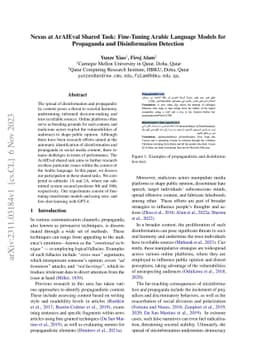 Nexus at ArAIEval Shared Task: Fine-Tuning Arabic Language Models for
  Propaganda and Disinformation Detection