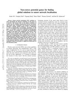 Non-convex potential games for finding global solutions to sensor
  network localization