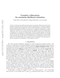 Complete collineations for maximum likelihood estimation