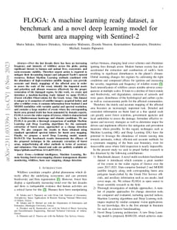 FLOGA: A machine learning ready dataset, a benchmark and a novel deep
  learning model for burnt area mapping with Sentinel-2