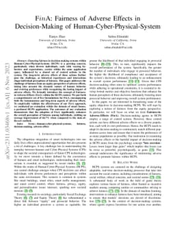 FinA: Fairness of Adverse Effects in Decision-Making of
  Human-Cyber-Physical-System