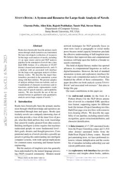 STONYBOOK: A System and Resource for Large-Scale Analysis of Novels