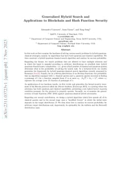 Generalized Hybrid Search and Applications to Blockchain and Hash
  Function Security