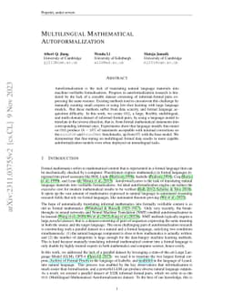 Multilingual Mathematical Autoformalization