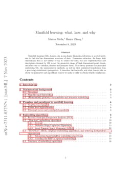 Manifold learning: what, how, and why