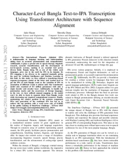 Character-Level Bangla Text-to-IPA Transcription Using Transformer
  Architecture with Sequence Alignment