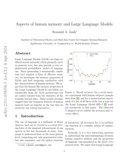 Aspects of human memory and Large Language Models