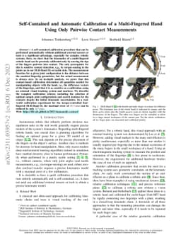 Self-Contained and Automatic Calibration of a Multi-Fingered Hand Using
  Only Pairwise Contact Measurements