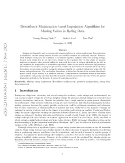 Discordance Minimization-based Imputation Algorithms for Missing Values
  in Rating Data