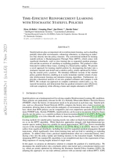 Time-Efficient Reinforcement Learning with Stochastic Stateful Policies
