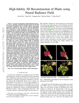 High-fidelity 3D Reconstruction of Plants using Neural Radiance Field