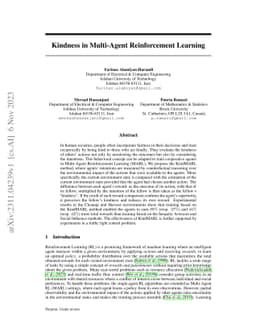 Kindness in Multi-Agent Reinforcement Learning