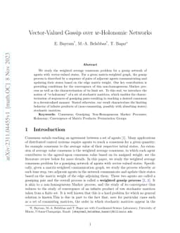 Vector-Valued Gossip over $w$-Holonomic Networks
