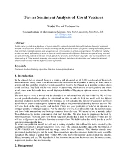 Twitter Sentiment Analysis of Covid Vacciness