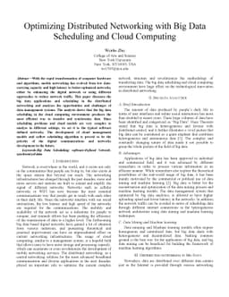 Optimizing Distributed Networking with Big Data Scheduling and Cloud
  Computing