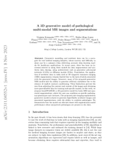 A 3D generative model of pathological multi-modal MR images and
  segmentations