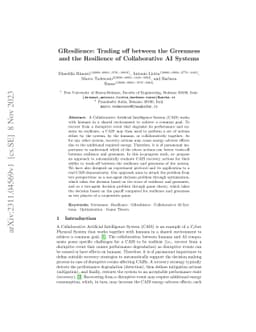 GResilience: Trading Off Between the Greenness and the Resilience of
  Collaborative AI Systems