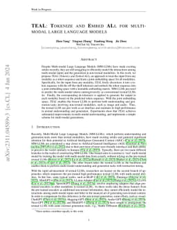 TEAL: Tokenize and Embed ALL for Multi-modal Large Language Models