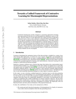Towards a Unified Framework of Contrastive Learning for Disentangled
  Representations