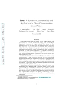 Sandi: A System for Accountability and Applications in Direct
  Communication (Extended Abstract)