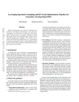 Leveraging Speculative Sampling and KV-Cache Optimizations Together for
  Generative AI using OpenVINO