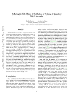 Reducing the Side-Effects of Oscillations in Training of Quantized YOLO
  Networks