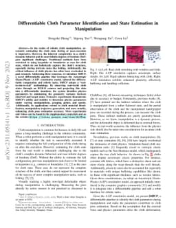 Differentiable Cloth Parameter Identification and State Estimation in
  Manipulation