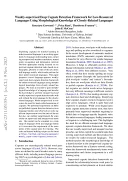 Weakly-supervised Deep Cognate Detection Framework for Low-Resourced
  Languages Using Morphological Knowledge of Closely-Related Languages