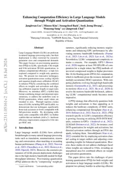 Enhancing Computation Efficiency in Large Language Models through Weight
  and Activation Quantization