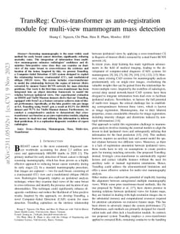 TransReg: Cross-transformer as auto-registration module for multi-view
  mammogram mass detection