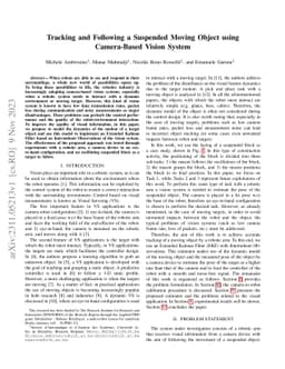 Tracking and Following a Suspended Moving Object using Camera-Based
  Vision System