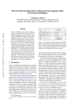 BeLLM: Backward Dependency Enhanced Large Language Model for Sentence
  Embeddings