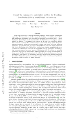 Beyond the training set: an intuitive method for detecting distribution
  shift in model-based optimization