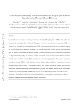Linear Gaussian Bounding Box Representation and Ring-Shaped Rotated
  Convolution for Oriented Object Detection