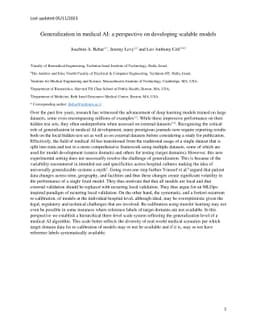 Generalization in medical AI: a perspective on developing scalable models