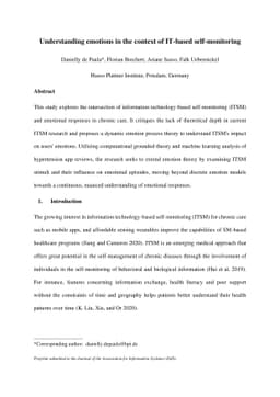 Understanding emotions in the context of IT-based self-monitoring