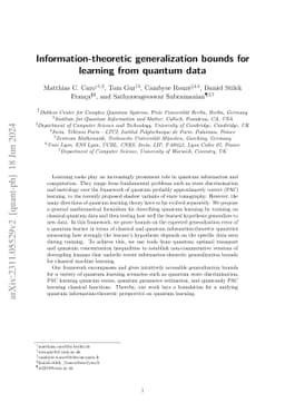 Information-theoretic generalization bounds for learning from quantum
  data