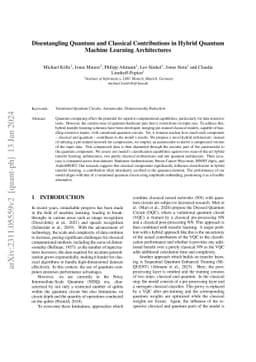 Disentangling Quantum and Classical Contributions in Hybrid Quantum
  Machine Learning Architectures