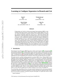 Learning to Configure Separators in Branch-and-Cut