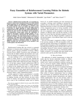 Fuzzy Ensembles of Reinforcement Learning Policies for Robotic Systems
  with Varied Parameters
