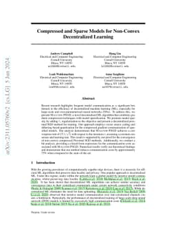 Compressed and Sparse Models for Non-Convex Decentralized Learning