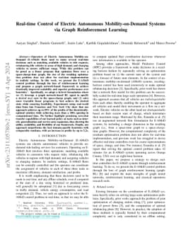 Real-time Control of Electric Autonomous Mobility-on-Demand Systems via
  Graph Reinforcement Learning