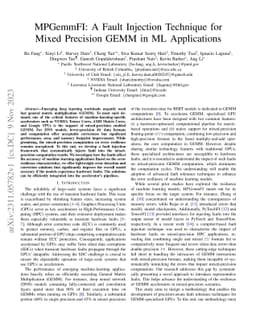 MPGemmFI: A Fault Injection Technique for Mixed Precision GEMM in ML
  Applications